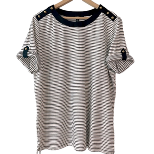 Lauren Ralph Lauren Black and White Striped Short Sleeve Tee
